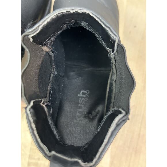 Krush Boots Womens Size 8 Black Faux‎ Leather Chelsea Block Heel Round Toe Ankle - Picture 6 of 10